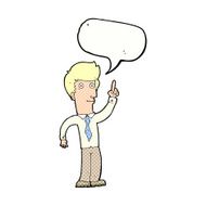 cartoon friendly man with idea speech bubble N12