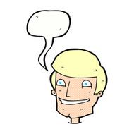 cartoon grinning man with speech bubble N96