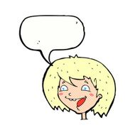 cartoon happy girl with speech bubble N96
