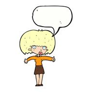 cartoon woman giving thumbs up symbol with speech bubble N78