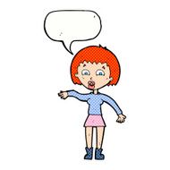 cartoon surprised woman with speech bubble N278