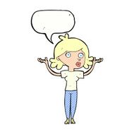 cartoon woman throwing arms in air with speech bubble N11