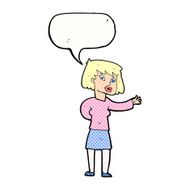 cartoon woman explaining with speech bubble N54