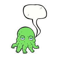 cartoon alien squid face with speech bubble N33