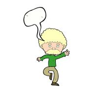 cartoon mustache man disco dancing with speech bubble N12