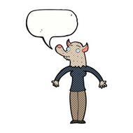 cartoon friendly werewolf woman with speech bubble N8