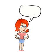 cartoon woman with hands on hips speech bubble N241