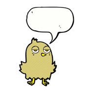 cartoon bored bird with speech bubble N12