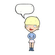 cartoon friendly woman with speech bubble N79