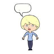 cartoon woman shrugging shoulders with speech bubble N559