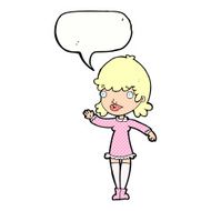 cartoon woman waving with speech bubble N372