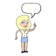 cartoon pretty woman with idea speech bubble N80