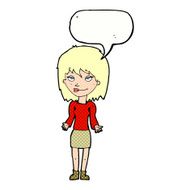 cartoon woman shrugging shoulders with speech bubble N561