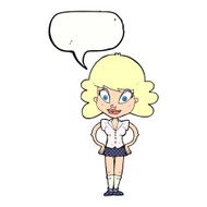 cartoon pretty woman with speech bubble N309