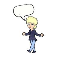 cartoon woman shrugging shoulders with speech bubble N562