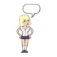 cartoon woman with hands on hips speech bubble N242