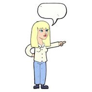 cartoon pretty woman pointing with speech bubble N46