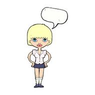 cartoon woman with hands on hips speech bubble N243