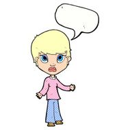 cartoon woman shrugging shoulders with speech bubble N563