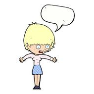 cartoon woman panicking with speech bubble N12