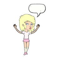 cartoon pretty girl with speech bubble N112