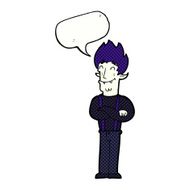 cartoon happy vampire man with speech bubble N34