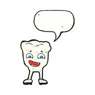 cartoon happy tooth with speech bubble N44
