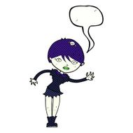 cartoon vampire girl with speech bubble N256