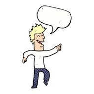 cartoon man pointing and laughing with speech bubble N34