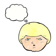 cartoon annoyed man with thought bubble N80