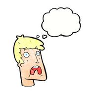 cartoon shocked man with thought bubble N113