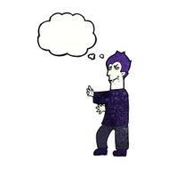 cartoon vampire with thought bubble N129