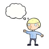 cartoon waving man with thought bubble N41