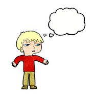 cartoon annoyed boy with thought bubble N41