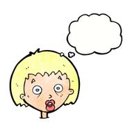 cartoon shocked woman with thought bubble N101