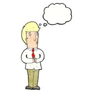 cartoon nervous man with thought bubble N142