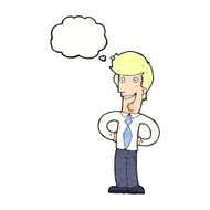cartoon happy man with thought bubble N471