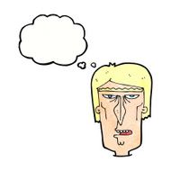cartoon angry face with thought bubble N29