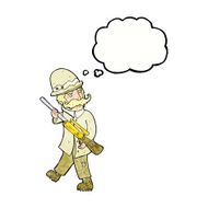 cartoon big game hunter with thought bubble N11