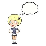 cartoon woman in french maid outfit with thought bubble N11