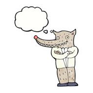 cartoon wolf man with thought bubble N51