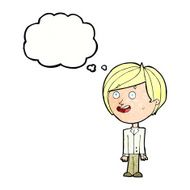 cartoon happy surprised boy with thought bubble N11