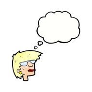 cartoon female face with glasses thought bubble N11