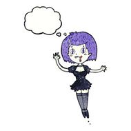 cartoon happy vampire girl with thought bubble N41