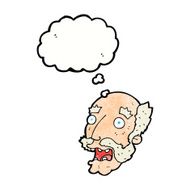 cartoon shocked old man with thought bubble N33