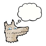 cartoon wolf head with thought bubble N28