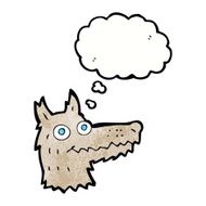 cartoon wolf head with thought bubble N29