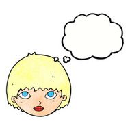 cartoon girl staring with thought bubble N10