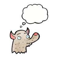 cartoon happy wolf with thought bubble N23