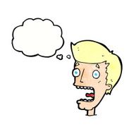 cartoon terrified man with thought bubble N232